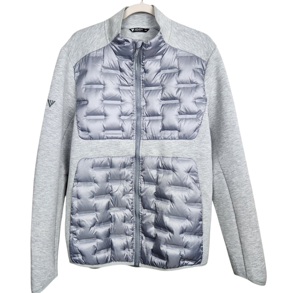Levelwear Down Jacket Full Zip Front Grey Silver Long Sleeve Mens Size Medium